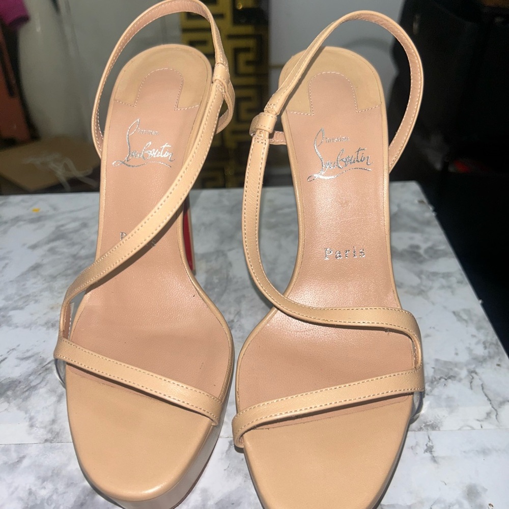 Christian Louboutin Nude Strappy Heels
